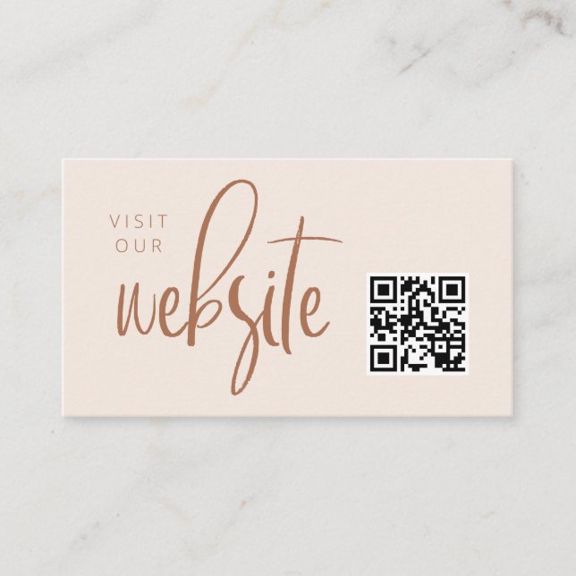 Blush Pink Modern Minimalist Website QR code Enclosure Card (Front)