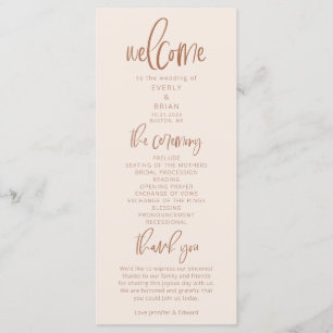 Blush Pink Modern Minimalist Wedding Program
