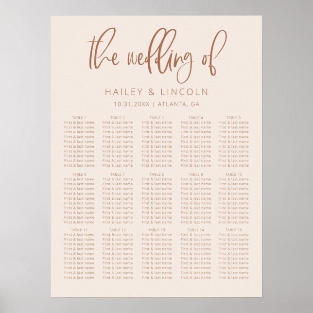 Blush Pink Modern Minimalist Wedding Seating Chart (Front)