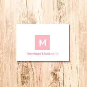 Blush Pink Modern Monogram Personalized Name Note Card