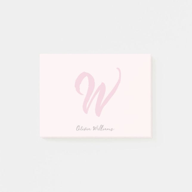 Blush Pink Modern Monogram  Post-it Notes (Front)