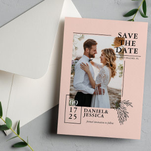 Blush Pink Modern Photo Wedding Save The Date