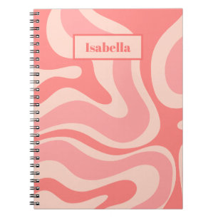 Blush Pink Modern Retro Liquid Swirl Abstract Notebook