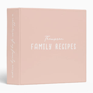 Blush Pink Modern Script Cooking Family Recipe Binder