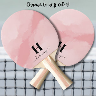 Blush Pink Modern Script Girly Name Monogram Ping Pong Paddle