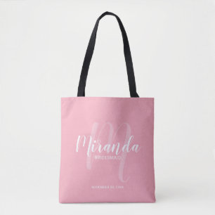 Blush Pink Modern Script Personalized Bridesmaids Tote Bag