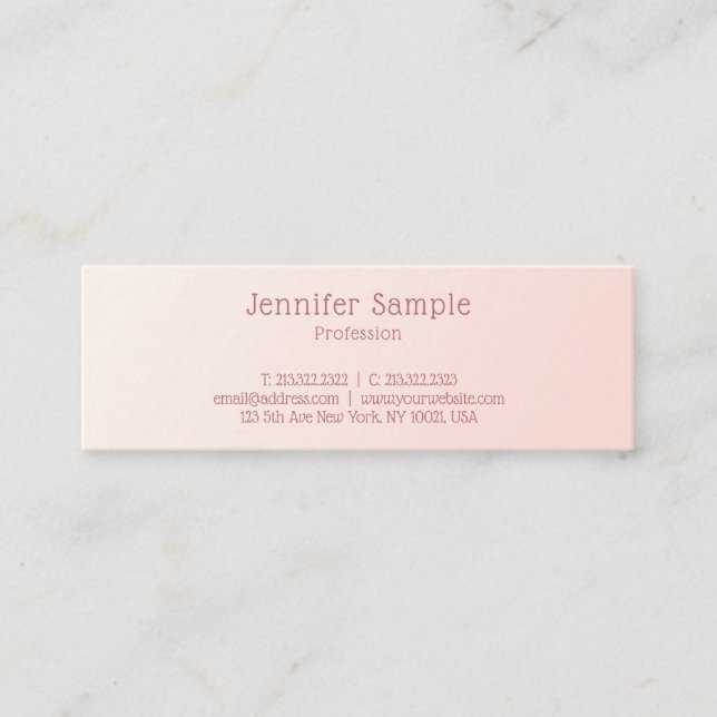 Blush Pink Modern Simple Design Elegant Template Mini Business Card (Front)