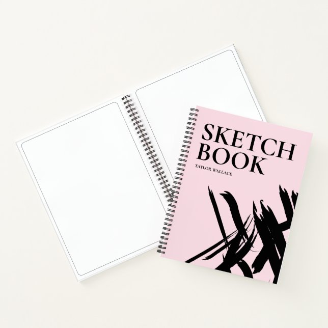 Blush pink Modern strokes Personalized Sketch Book (Inside)