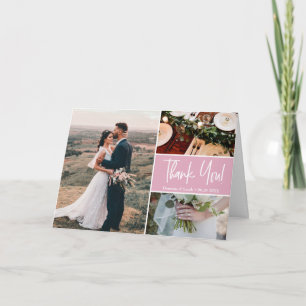 Blush Pink Modern Thank You script Wedding Card