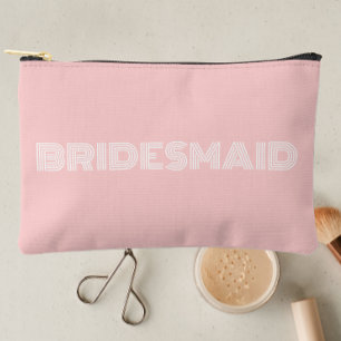Blush Pink Modern Typography Bridesmaid Accessory Pouch