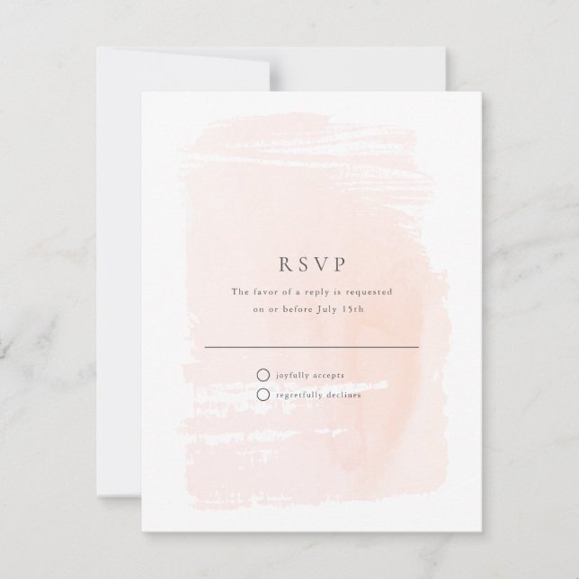 Blush Pink Modern Watercolor Wedding RSVP Card (Front)