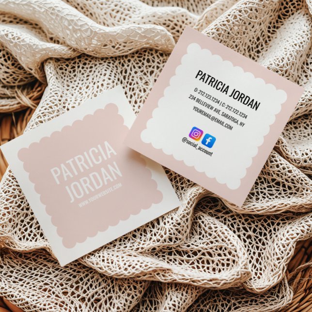 Blush Pink modern Wave Simple Social Media Icon Square Business Card (Creator Uploaded)