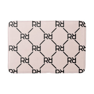 Blush Pink Monogram Elegant Luxury Girl Dorm Room Bath Mat