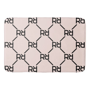 Blush Pink Monogram Elegant Luxury Girl Dorm Room Bath Mat
