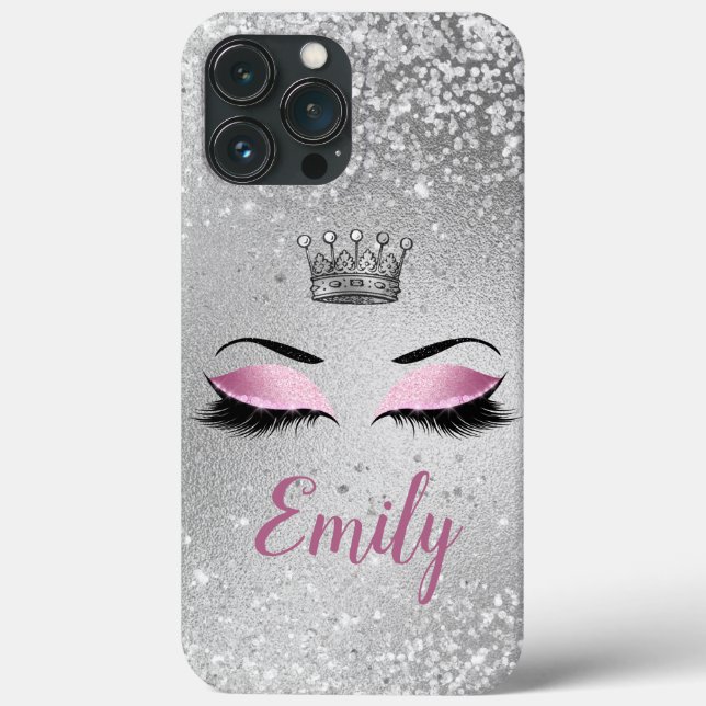 Blush Pink Monogram Glitter Eyes Case-Mate iPhone Case (Back)