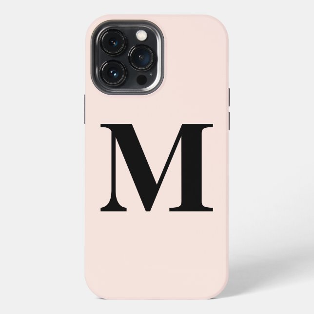 Blush Pink Monogram Initial Custom Name Classy iPhone Case (Back)
