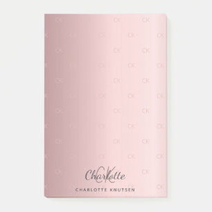 Blush pink monogram initials elegant post-it notes