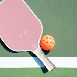 Blush pink monogram initials name pickleball paddle<br><div class="desc">A blush pink coloured background.  Personalize and add your monogram initials,  letters and full name. White letters.</div>
