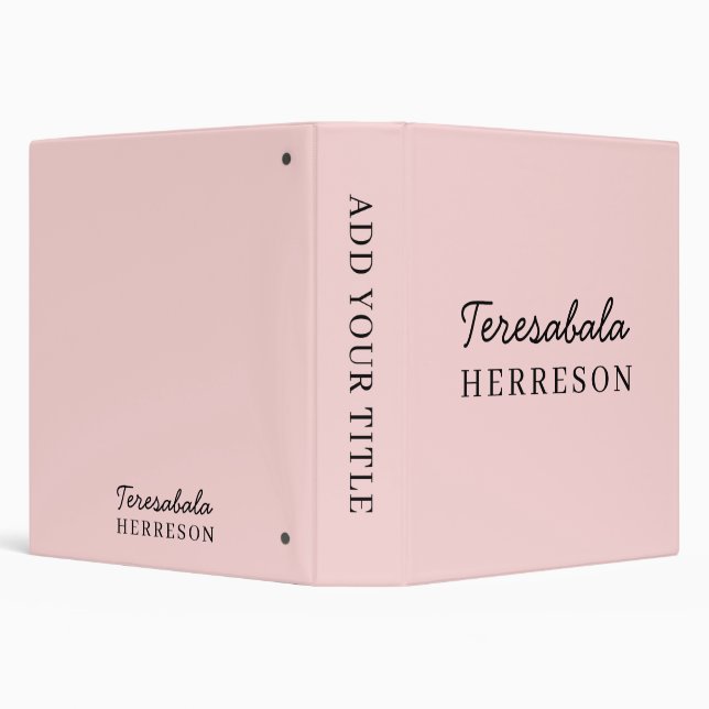 Blush Pink Monogram Minimal Design Binder (Background)