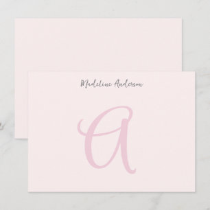 Blush Pink Monogram Minimalist Girly Card