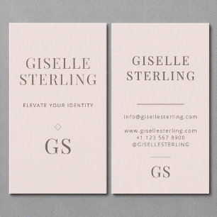 Blush Pink Monogram Modern Elegant Minimalist Business Card