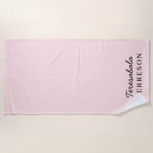 Blush Pink Monogram Modern Minimalist Feminine Art Beach Towel