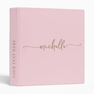 Blush Pink Monogram Name Script Elegance Binder