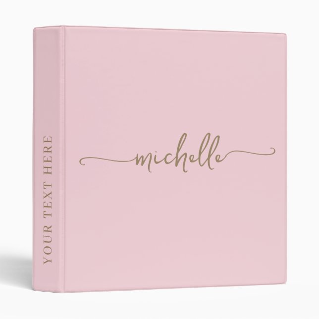 Blush Pink Monogram Name Script Elegance Binder (Front/Spine)