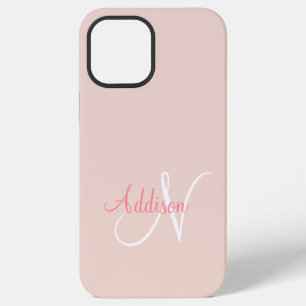 Blush Pink Monogram Personalized Elegant iPhone 12 Pro Max Case