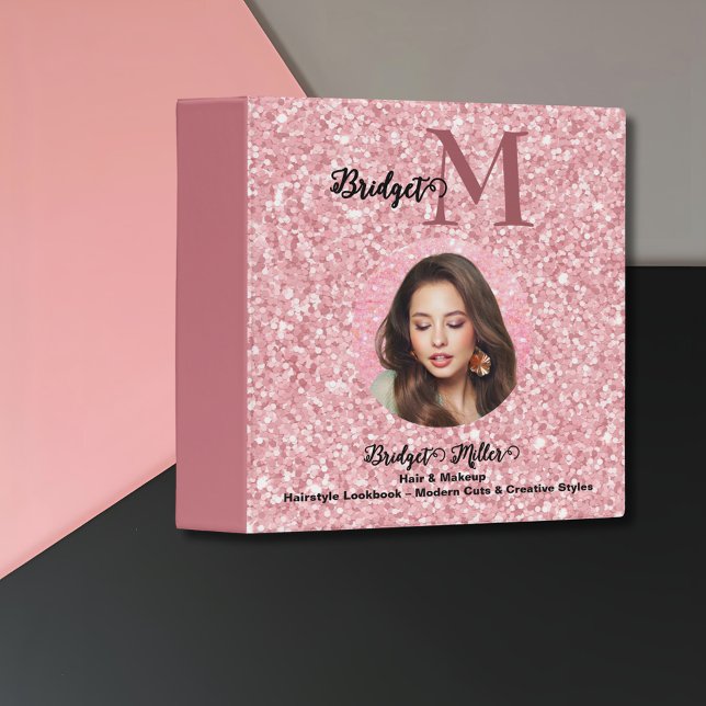 Blush Pink Monogram photo Hairstyle Lookbook Binder (Creator Uploaded)