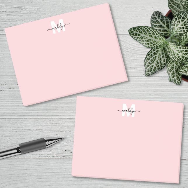 Blush Pink Monogram Post-it Notes (Blush Pink Monogram Post-it Notes)