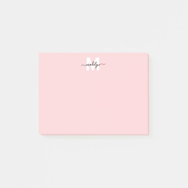 Blush Pink Monogram Post-it Notes (Front)