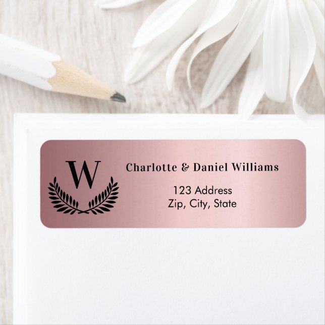 Blush pink monogram return address label (Insitu)
