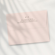 Blush Pink Monogram Return Address on Back Flap 
