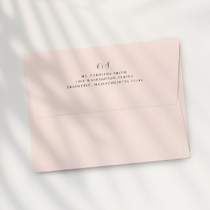 Blush Pink Monogram Return Address on Back Flap  Envelope