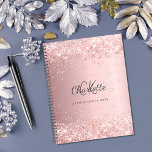Blush pink monogram script 2025 planner<br><div class="desc">A blush pink background with confetti. Personalize and add your monogram initials,  name and a title/year (any year)  Your monogram initials as a pattern on the background.</div>