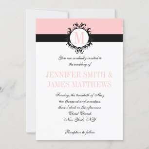 Blush Pink  Monogram Wedding Invitation