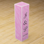 Blush Pink Monogrammed Wedding Wine Box<br><div class="desc">Romantic splash of blush pink over white watercolor wash Wedding Invitations. Personalize with the Bride and Grooms First Name Initials and Wedding Date in black text. Thank You is written in white script on top of box. Lovely romantic Wine Boxes to be used as favours for your reception party guests...</div>