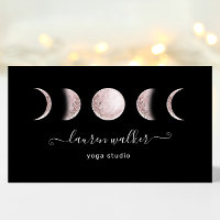 Blush Pink Moon Phases Yoga Studio Business Card