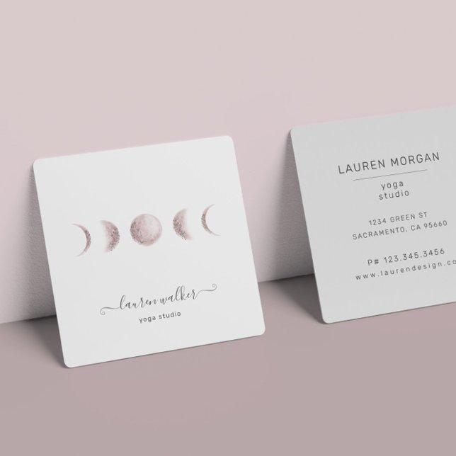 Blush Pink Moon Phases Yoga Studio Business Card (Creator Uploaded)