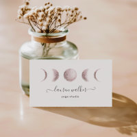 Blush Pink Moon Phases Yoga Studio Business Card