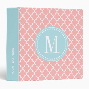 Blush Pink Moroccan Tiles Lattice Personalized Binder