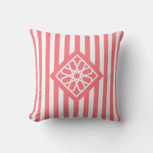 Blush Pink Moroccan Zellige Flower Symbol Throw Pillow