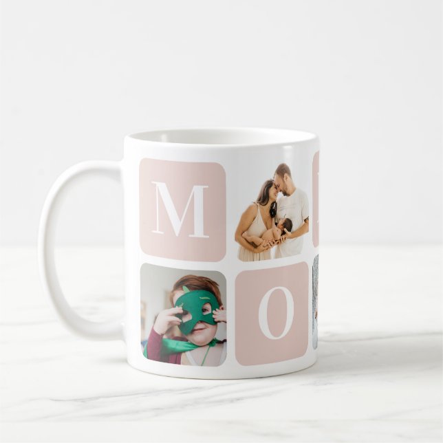 Blush Pink Mother's Day Photo Collage Mug (Left)