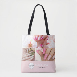 Blush Pink Nail Artist 3 Photo Logo Tote Bag
