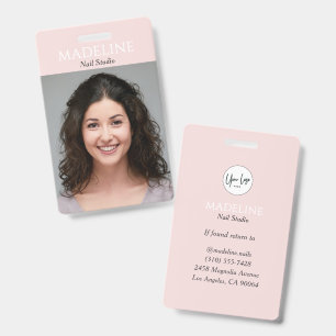 Blush Pink Nail Artist Logo Photo Badge