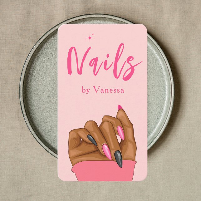 Blush Pink Nail Technician Qr Code Nails Art Salon Business Card (Creator Uploaded)