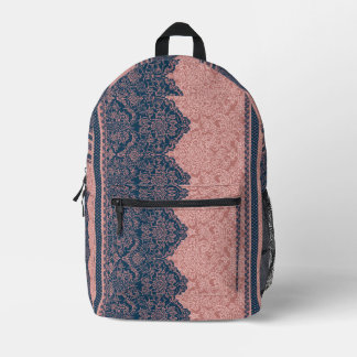 Blush pink & navy blue AI art Printed Backpack