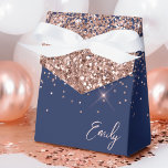 Blush Pink Navy Blue Glitter Monogram Name Favor Box<br><div class="desc">Rose Gold - Blush Pink and Navy Blue Sparkle Glitter Monogram Name and Initial Paper Party Gift Boxes This makes the perfect sweet 16 birthday,  wedding,  bridal shower,  anniversary,  baby shower or bachelorette party gift for someone that loves glam luxury and chic styles.</div>