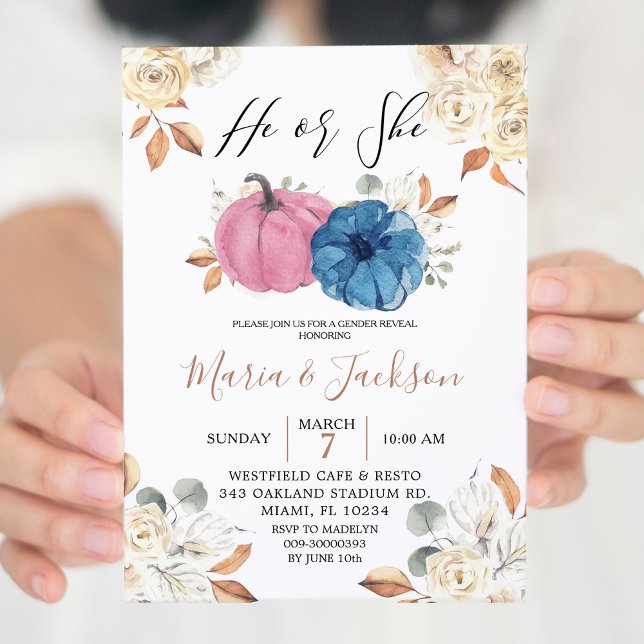 Blush Pink & Navy Gender Reveal Party Invitation (Creator Uploaded)